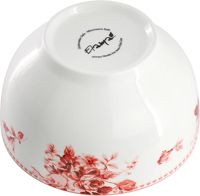 Elama Traditional Rose 16 Piece Porcelain Dinnerwar/Tableware Set, Service for 4 (Red)