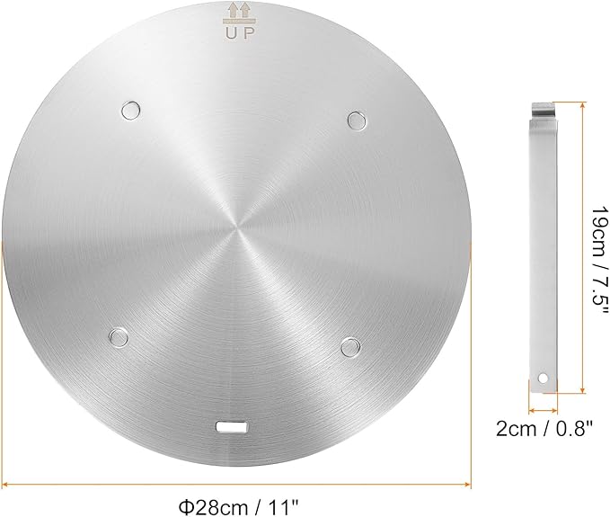 uxcell Heat Diffuser Plate for Gas Stove 11 Inch Round Heat Conduction Induction Adapter Plate with Removable Handle Cookware Protector for Cookware Heat Cooking Unfreeze, Silver Tone