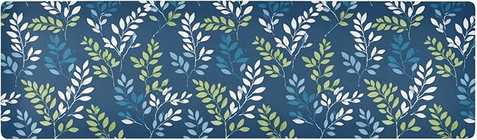 2-in-1 Table Runner Trivet for Hot Dishes Heat Resistant Hot Plate Mat Pad 39x12 Inch Waterproof Table Protector Trivets for Countertop Non Slip Decorative Blue Simple Branches and Leaves