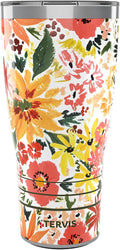 Tervis Traveler Sara Berrenson Retro Floral Triple Walled Insulated Tumbler Travel Cup Keeps Drinks Cold & Hot, 30oz, Stainless Steel