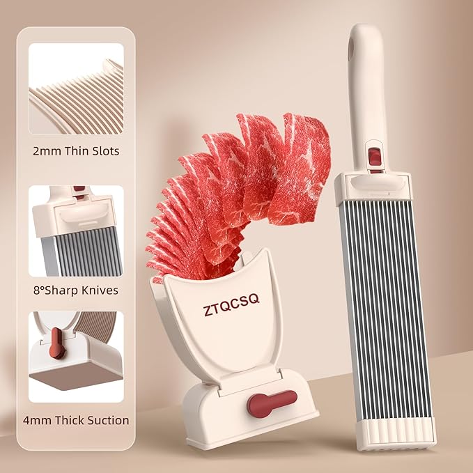Fresh Meat Slicer Cleaver Kitchen Knife Set, 17 in 1 Stainless Steel Cleaver Kitchen Knife, Slice, Shred, Chop, Meal Prep, Beef Pork Mutton for Home Cooking BBQ Hot Pot Meat Slicer -Red