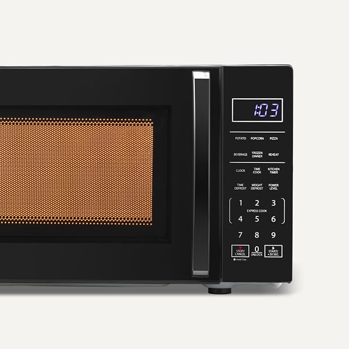 Amazon Basics Countertop Microwave Oven with LED Light and Child Lock, 700W, 0.7 Cu.ft, Black