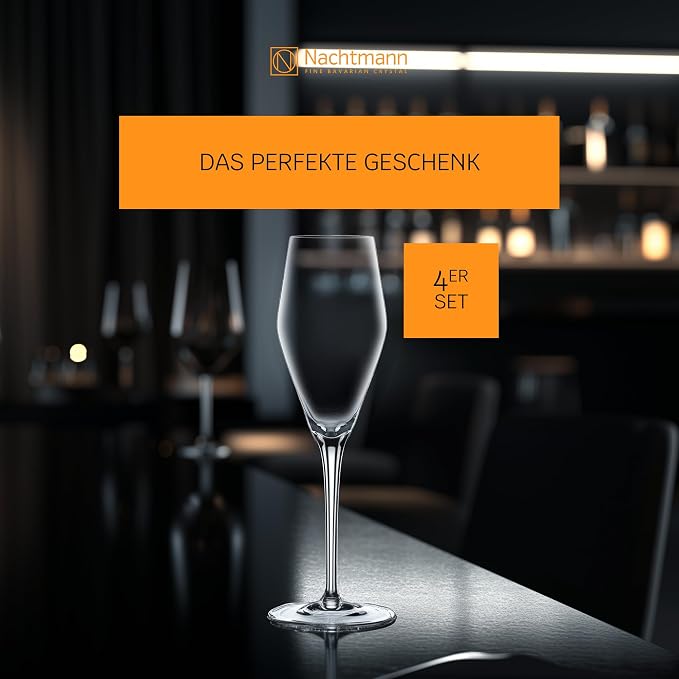 Nachtmann ViNOVA Champagne – Set of 4 Lead-Free 9.5 oz Diamond-Shaped Crystal Stemware with Point Design, Sophisticated Drinkware for Prosecco, Sparkling Wine, Weddings, Elegant Dining
