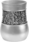 Creative Scents Crackled Glass Silver Small Bathroom Trash Can 2.06 Gal / 7.8L – Decorative Waste Basket for Bathroom, Powder Room or Bedroom - Durable Mini Wastebasket with Beautiful Crackled Glass