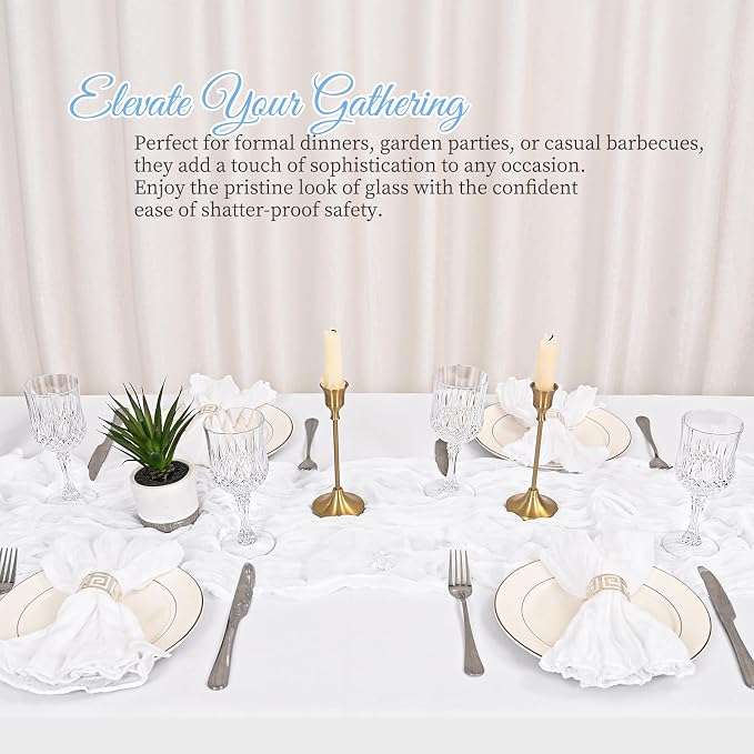 24 Pack Transparent Plastic Wine Glasses, Vintage Plastic Goblets for Parties, Drinking Glasses Unbreakable Glassware Crystal Water Goblets Reusable Drinkware for Wedding Reception Grand Event Party