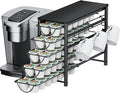 HFHOME Coffee Pod Holder For Counter, Pod Holder for K-cups, 5-tier Metal Coffee Capsule Storage Drawer, 70 Capacity Pods Organizer for Cafe Counter, Home, Office or Kitchen,3 cup rack, Black