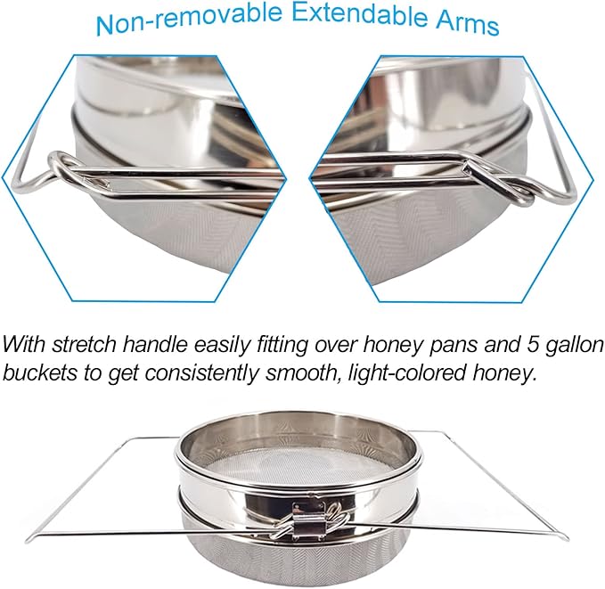 Stainless Steel Double Sieve Honey Strainer Filter for 5 Gallon Buckets Honey Extractor Equipment