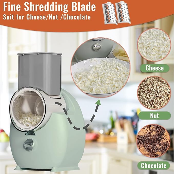 Electric Cheese Grater for Block Cheese,Electric Grater for Home Kitchen Use,3 Changeable Blades Salad Shooter Electric Slicer/Shredder for Vegetable Fruit Nuts