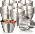 Fit Meal Prep [120 Pack 4 oz Stainless Steel Dipping Sauce Cups, Reusable Metal Ramekins, Commercial Grade Condiment Bowls, Individual Portion Cups, Small Round Au Jus Cup for Home, Restaurant