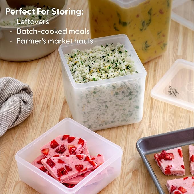 W&P Freezer Cubes- Set of 3 | Reclaim Your Freezer With Tidy Stackable Frozen Food Containers | 16oz, 40oz, 64 oz | Freezer safe, BPA Free, Dishwasher Safe, Microwave Safe (Pack of 5)