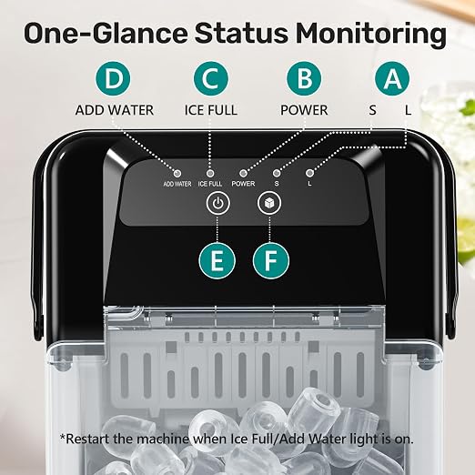 OLIXIS Countertop Ice Maker with Self-Cleaning, Portable Ice Maker Machine with Scoop, 26Lbs/24H, 9 Cubes in 6 Mins, 2 Sizes of Bullet for Home, Kitchen, Office, Black