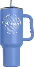Logo Brands NCAA Arizona Wildcats Retro Script Arctic 40 oz Tumbler with Handle - Stylish Everyday Use Powder Coated-Stainless Steel with Straw- Keeps Cold For Hours