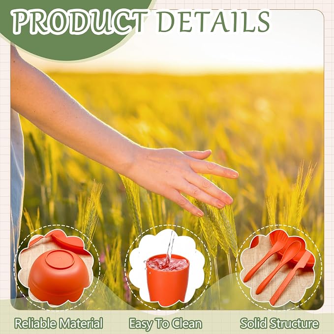 Zhehao 72 Pcs Wheat Straw Dinnerware Sets for 12 Dishwasher Microwave Safe Unbreakable Reusable Kitchen Cups, Plates, Bowls Cultery Sets for Patio, Outdoors, Rv, Camping Dishes (Multicolor)