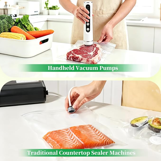 VISRIE 50 Pack Reusable Vacuum Sealer Bags for Food, 5 Assorted Sizes, BPA-Free Food Storage Bag for Sous Vide Cooking or Microwave Heating, Compatible with Handheld Sealer and Vac Sealer Machine