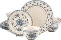 12-Piece Vintage Blue Floral Ceramic Dinnerware Set, Service for 4, Microwave & Oven Safe Plates and Bowls, Porcelain Dish Set for Daily Use