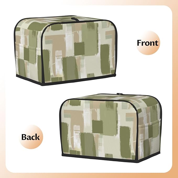 Toaster Cover 2 Slice Modern Art Geometric Sage Green Kitchen Small Appliance Covers with Pockets Dust and Fingerprint Protection