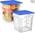 FoldTier 2 Pieces Square Food Storage Containers Polycarbonate Clear food Container with Lid Commercial Storage with Graduations for Commercial Kitchen Dough Marinating Meat(Blue,18 Qt)