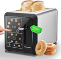 SAKAMOSH Touch Screen Toaster 2 Slice, Smart Digital Toasters, 6 Browning Levels & 6 Bread Types, Bagel Memory Function, Timer, Stainless Steel, 800W