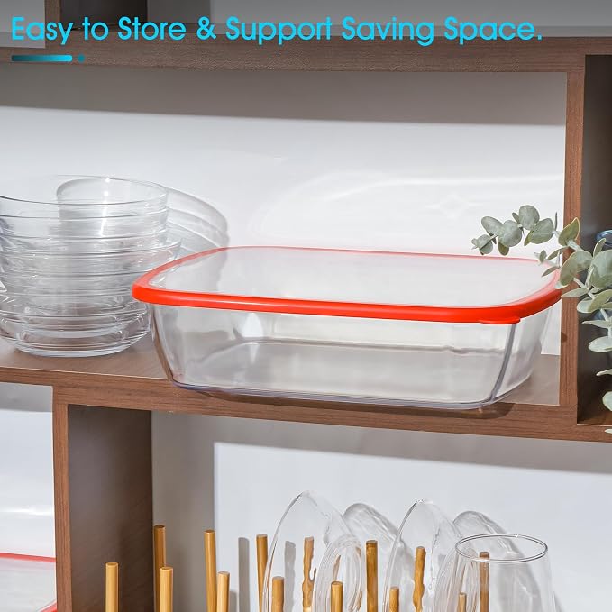 NUTRIUPS 9x11-Inch, 3 QT Rectangle Glass Baking Dish with Lid, Deep Glass Pan for Cooking, Oven Dishwasher and Microwave Safe