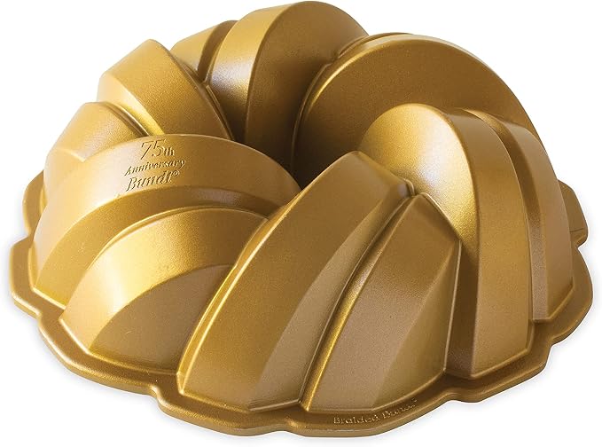 Nordic Ware NW 95577 75th Anniversary Braided Rope Bundt Cake Pan, Gold 12 Cup Capacity (Pack of 3)