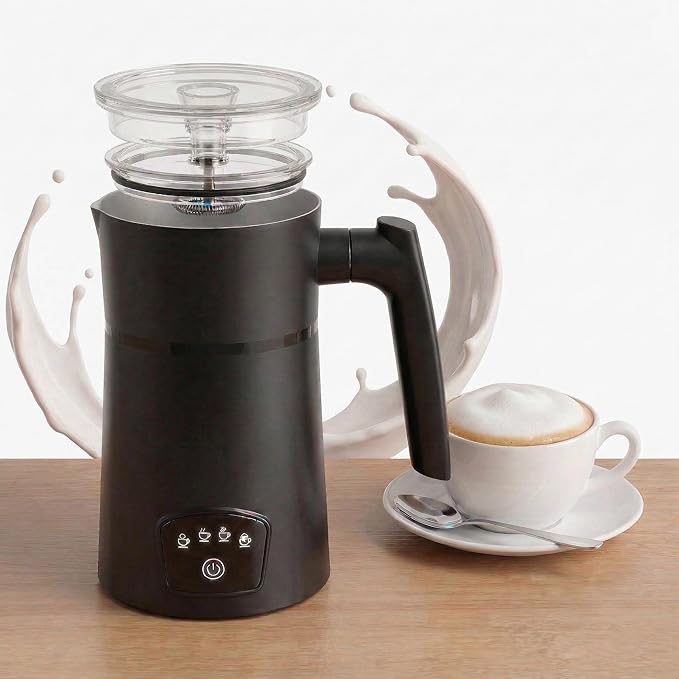Milk Frother, 4-in-1 Electric Milk Steamer, Automatic Cold/Hot Foam Maker with Temperature Control, 11.8oz/350ml Stainless Steel Milk Warmer for Latte, Cappuccino