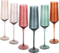 Colored Champagne Flutes Set of 6, Large 8 Oz Hand Blown Crystal Glasses, Lead-Free Colorful Glasses, Italian Style Tall Stemmed Glassware-Elegant Gift Box for Wedding, Party, Holidays, Birthdays