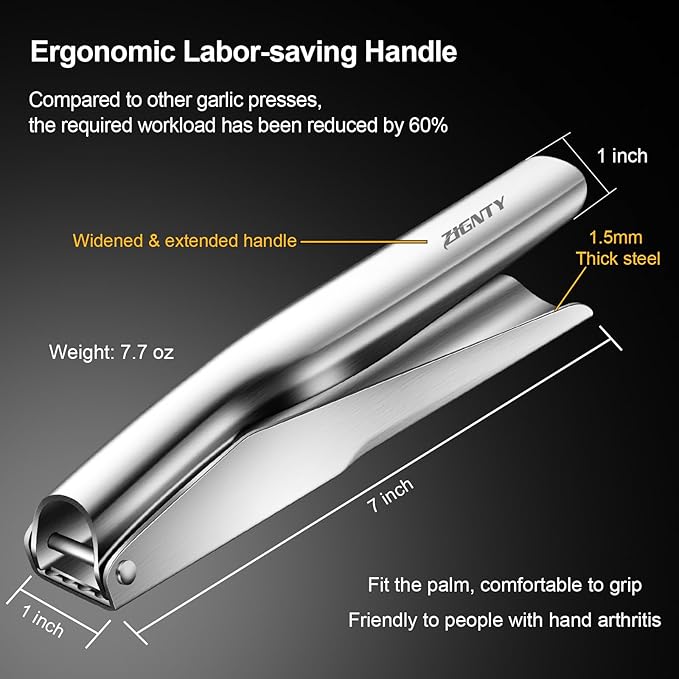 Premium Kitchen Tool Kit, Stainless Steel Garlic Press + Manual Citrus Juicer, Heavy Duty Ergonomic Handle Dishwasher Safe, 5-year Warranty