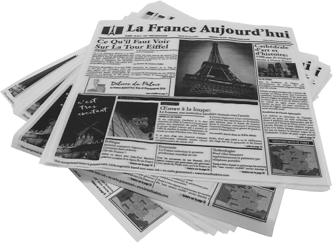G.E.T. 4-TF1600 12" x 12" White Food-Safe French Newsprint Liner, Food Basket Liner, Deli Wrap, Clipper Mill (Pack of 1000)