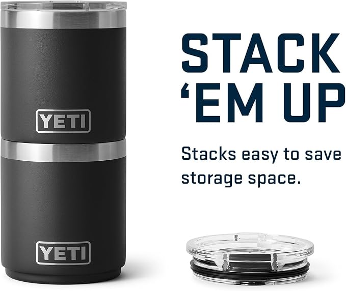 YETI Rambler 10 oz Ceramic Lined Lowball 2.0, Vacuum Insulated with MagSlider Lid, Black