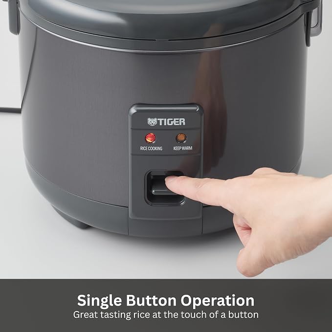 Tiger JNP-S15U-KY 8 Cup Capacity Rice Cooker with Non-Stick Inner Pot, Retractable Power Cord, and Keep Warm up to 12 hours, Black