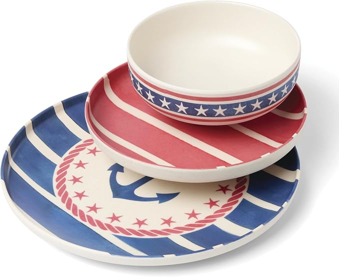 Oneida Dinnerware Sets, 24 Seven Melamine, Aweigh We Go 12-Piece Dinnerware Set, Service For 4, Melamine Material, Dishwasher Safe, Plates And Bowls, Dinner Dishes, Kitchen, Dining(Assorted, 12 Piece)