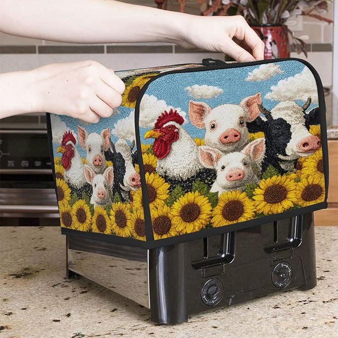 Cute Animal Sunflower 2 Slice Toaster Cover Dust And Fingerprint Bread Maker Cover Bakeware Protector Washable Appliance Covers Kitchen Accessories For Home Kitchen Women Gift