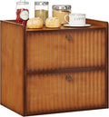 Trironsun Rustic Bread Box for Kitchen Countertop Bamboo Bread Storage Container Bin Double Layer BreadBox Farmhouse Large Capacity Food Organizer (Brown)