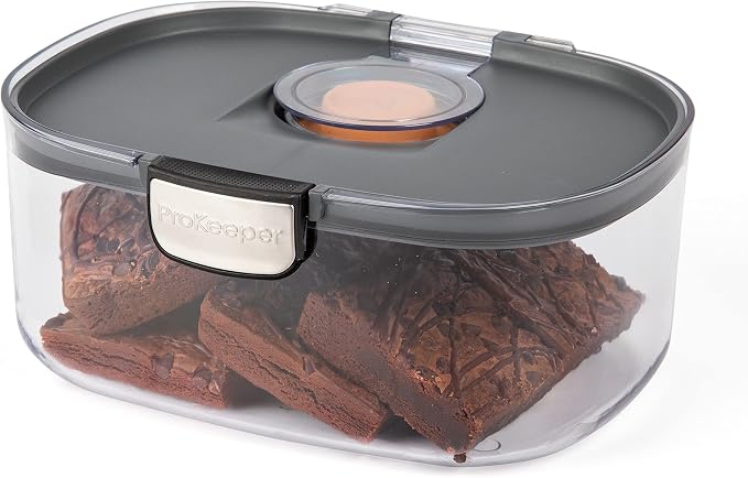 Progressive ProKeeper International Airtight Food Storage Container with Terracotta Disk for Freshness, Stackable & Dishwasher Safe, Ideal for Cookies, Baked Goods, & More, 3 Quart