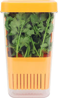 LUVCOSY Fresh Herb Keeper for Refrigerator, Clear BPA-Free Herb Saver, Storage Container for Cilantro, Parsley, Thyme, Mint & Asparagus, Preserver Keeps Fresh Herbs for 3 Times Longer, Orange