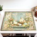 Stove Top Cover for Electric Stove 28.4 x 20.5 Inch Non Slip Stove Mat Oil Proof Bunny Window Glass Cooktop Protector Kitchen Counter Mat
