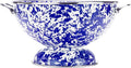 Golden Rabbit Enamelware Large Colander, 5 quart, Cobalt Swirl