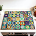 Stove Top Cover for Electric Stove 28.35 x 20.47 Inch Non Slip Stove Mat Colorful Mosaic Tile Glass Cooktop Protector Kitchen Counter Mat