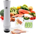 RAIN SPIRIT Handheld Vacuum Sealer for Food, Compact Vacuum Sealer Machine,Cordless Portable Food Saver Machine & Reusable Bags Compact for Travel, rechargeable vacuum sealer (White with 10 bags)
