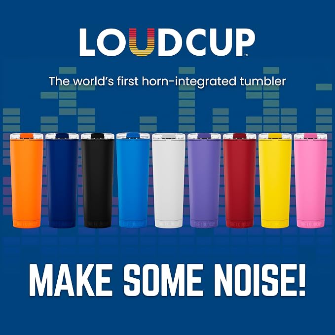 The LoudCup Blow Horn Tumbler, Cheer & Sip 2-in-1 Reusable Water Bottle with Built-In Horn for Sports Games, Tailgates, Parties & Events, BPA-Free, 23 oz, Panther Pink