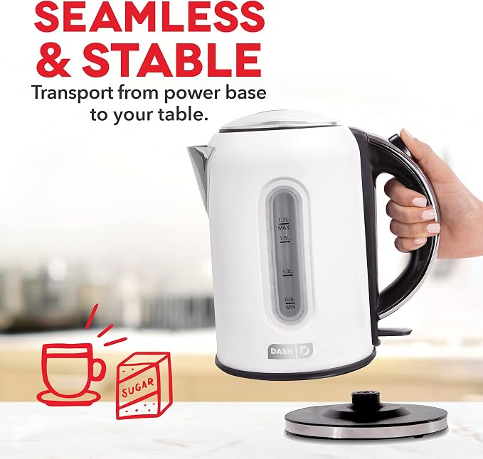 Dash Rapid Kettle - 1.7L Electric Kettle for Boiling Water, 1500W Rapid Boil, Auto Shut-Off, Soft-Open Lid, Cool-Touch Handle, Easy-View Window, Hot Water Boiler for Coffee and Tea