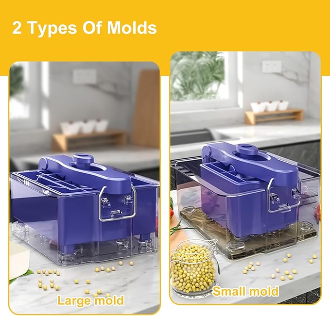 Tofu Press for Vegan, Dishwasher Safe & BPA Free Tofu Press Adjustable Tofu Maker for Firm or Extra Firm Tofu 2 Level Pressure Tofu Press Box with Water Drainer BPA Free