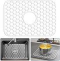 Bestjing Silicone Sink Protectors for Kitchen Sink with Center Drain - 18.2"x12.5" Kitchen Protector Accessory, Non-Slip Heat Resistant Mat for Bottom of Porcelain Stainless Steel (White)