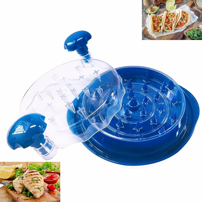 Chicken Shredder Tool Twist Large Capacity – Heavy Duty Meat Shredder for Chicken Breast, Pulled Pork & Beef – Visible Lid, Anti-Slip Base, BPA Free, Dishwasher Safe – Fast Meal Prep Tool (Blue)