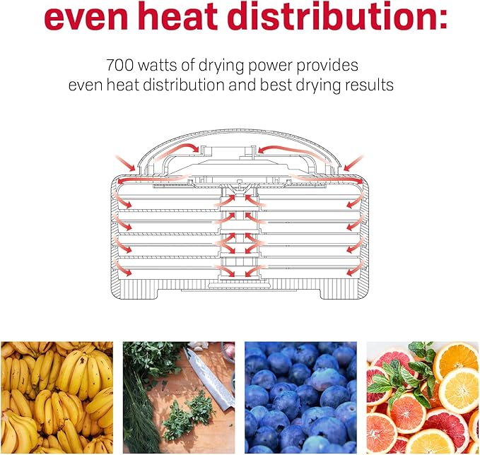 Nesco FD-80A Square Shaped Food Dehydrator, For Snacks, Fruit, Beef Jerky, White