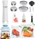 3-in-1 Vacuum Sealer for Food Compatible with Vacuum Bag, Mason Jar, Wine Bottle, Handheld Saver Compact Vacuum Sealer Machine with 14 Reusable Bags