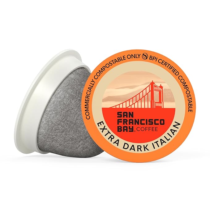 San Francisco Bay K-Cup Coffee Pods, Extra Dark Italian (80 Ct), Dark Roast, Commercially Compostable Single-Serve Coffee Pods