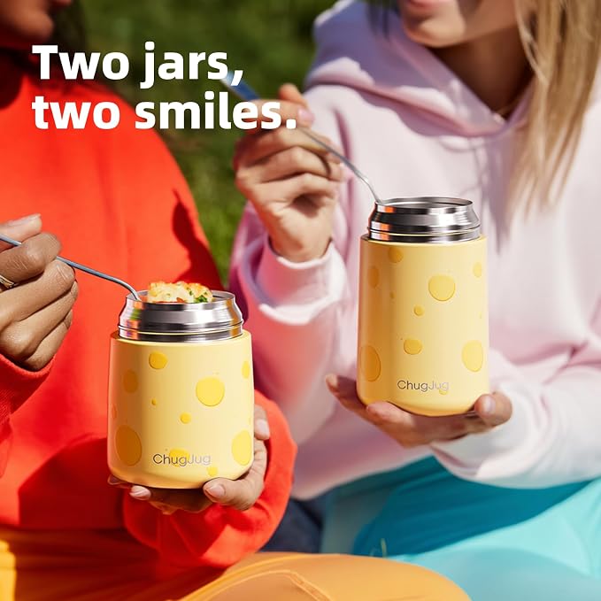2 Pack Insulated Food Jar Set, 26oz & 18oz Stainless Steel Vacuum Insulated Soup Containers for Hot Food, Leak-Proof Thermal Food Jars with Spoons, Cute Stylish Design for School, Work & Travel
