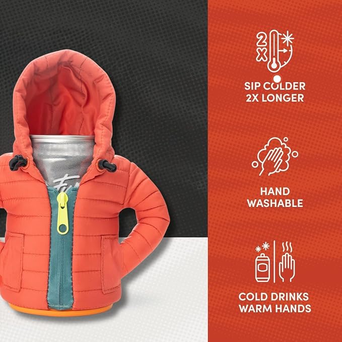 Puffin - The Alpine Jacket - Insulated 12 oz Can Cooler I Beer Bottle & Soda Can Insulator, Keep Drinks and Beverages Cold (Paprika)