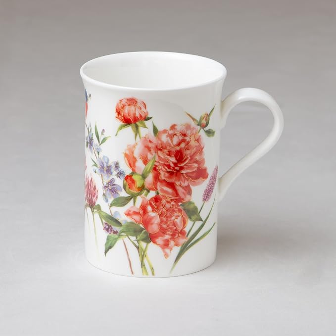 Bone China Coffee Tea Mugs 9-Ounce, Assorted Set of 4 (Beautiful Garden)